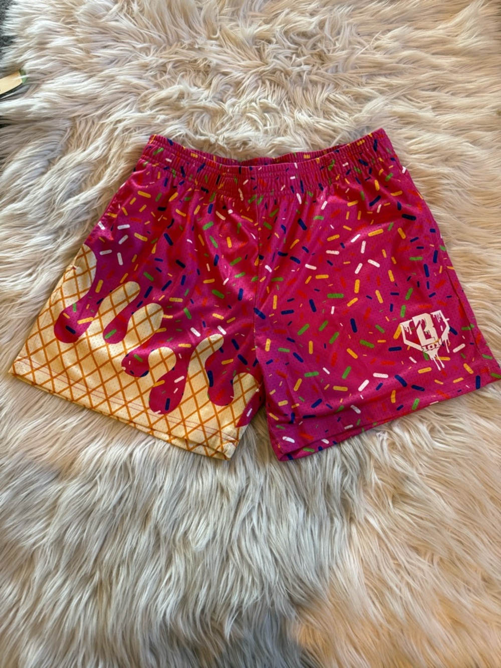 Men's Pink Ice Cream Print Athletic Shorts